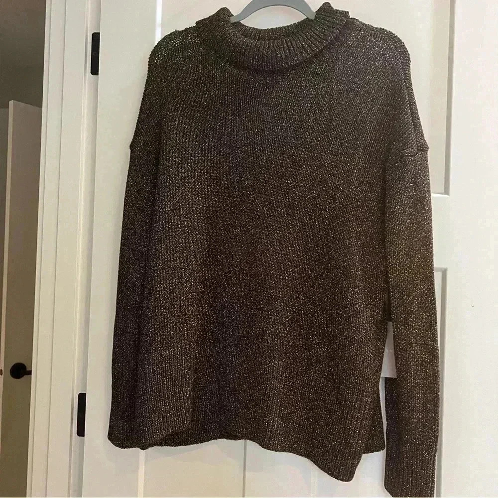 Chelsea28 Black & Copper Metallic Turtleneck Nordstrom Sweater Women Size xl